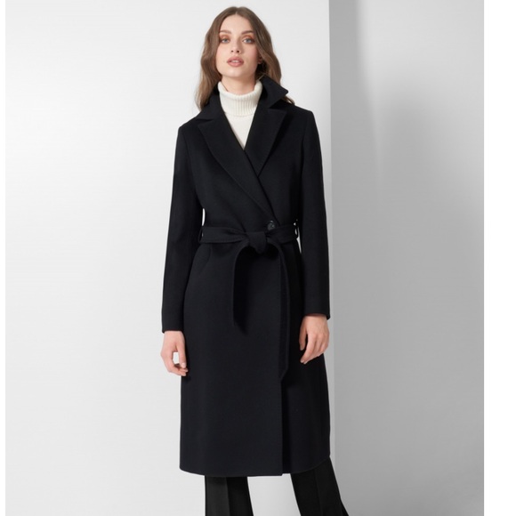 PURE VIRGIN WOOL CINZIA ROCCA BY RODEL S.p.A in ITALY, BELTED BLACK COAT BLACK 8 - Picture 13 of 15